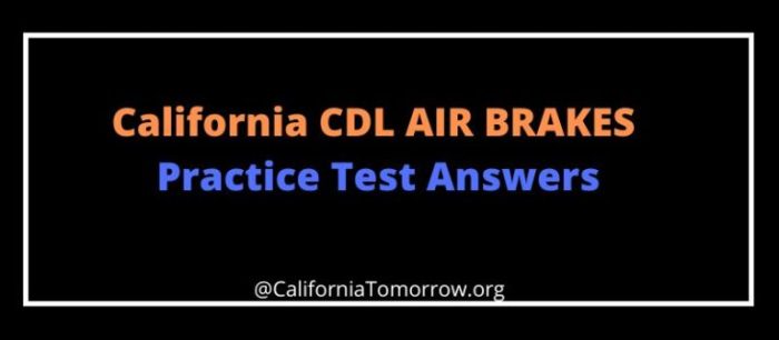 Cdl air brakes practice test and answers