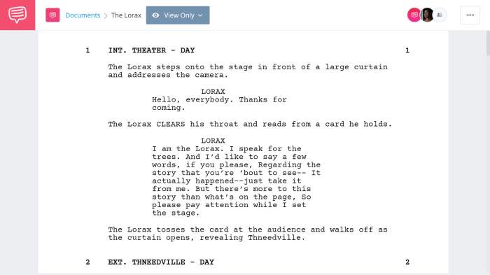 The whole lorax movie script
